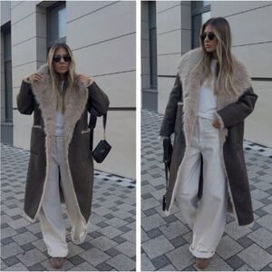 ZARA REVERSIBLE FAUX FUR DOUBLE-FACED COAT